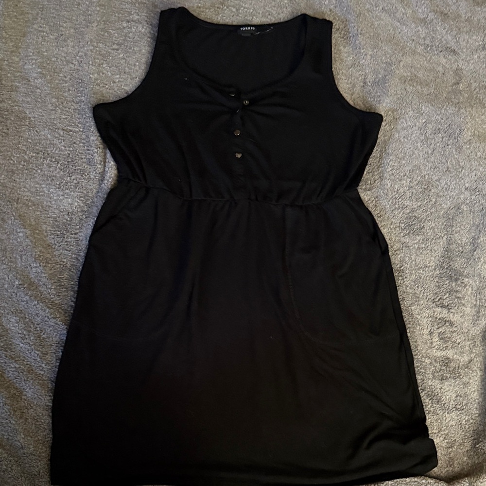 Torrid Black Sleeveless dress for with Button Accents